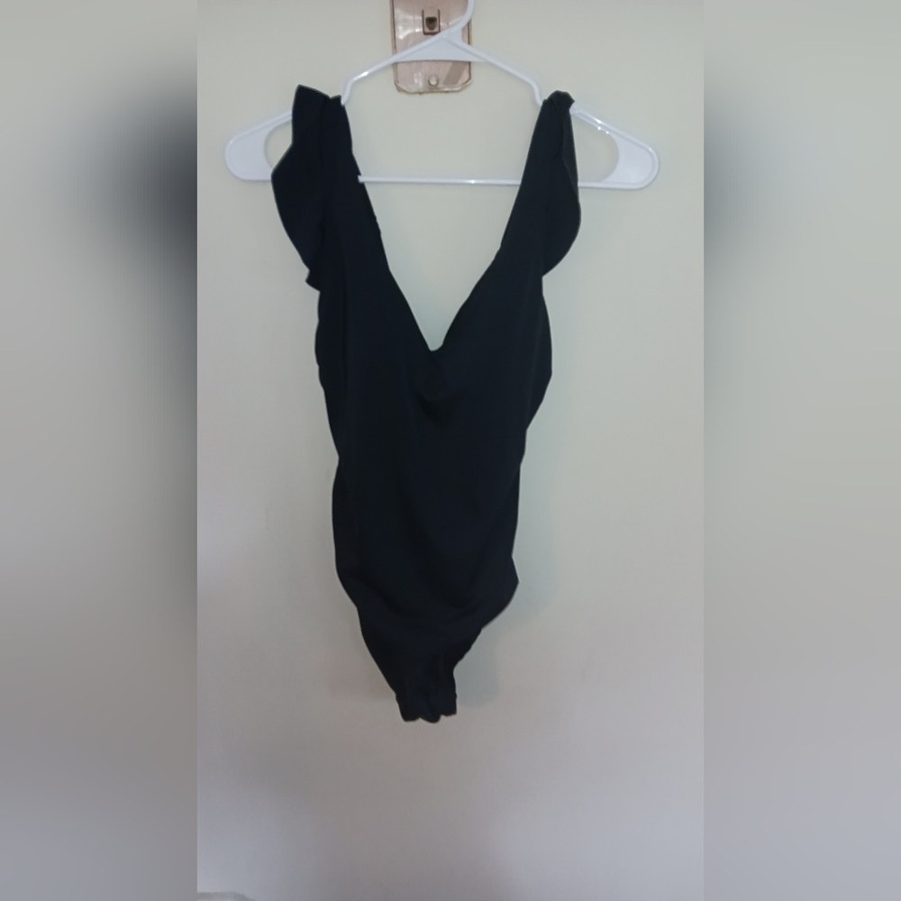 Time and Tru Black Swimsuit with Ruffles